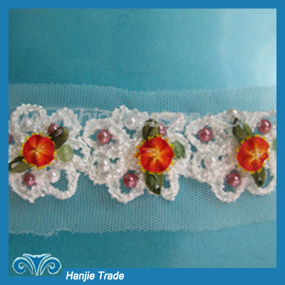 Newest Fashion Handmade Flower Lace Beaded Laces1y