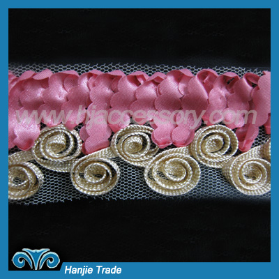 Bulk Pink Rose Mesh Lace Fabric Trim