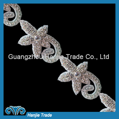 Wholesale Rhinestone Beaded Trim for Bridal Dress