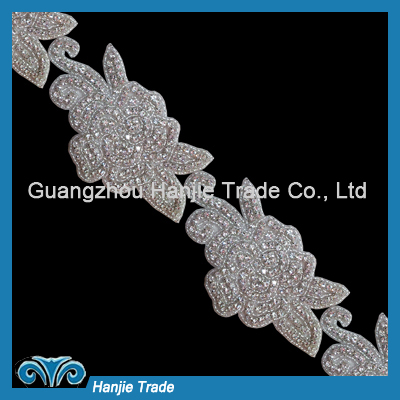 	New Design Rhinestone Beaded Trim for Wedding Dress