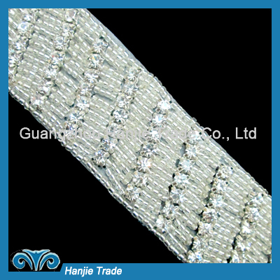 Wholesale Rhinestone Beaded Trim for Bridal Dress