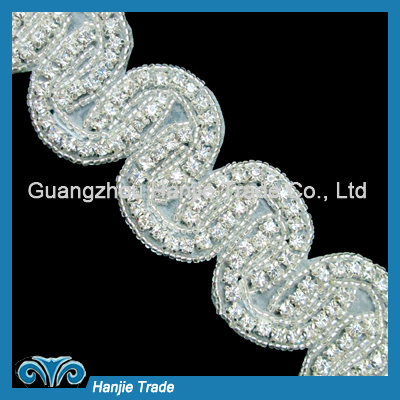 Wholesale Rhinestone Beaded Trim for Bridal Dress