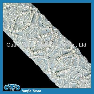 Wholesale Rhinestone Beaded Trim for Bridal Dress