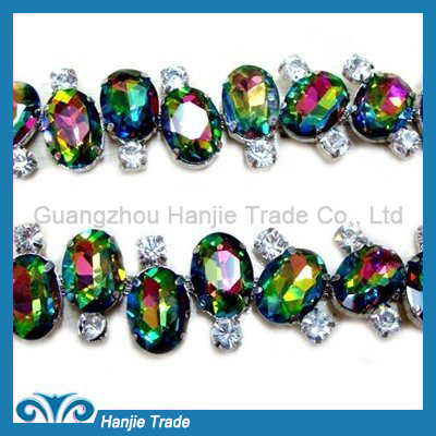 Popular Vitrail Color Crystal Chain for Dancing Dress