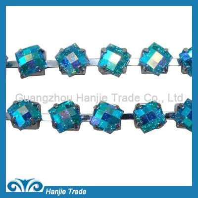 Wholesale Blue AB color Fancy Rhinestone Chain for Horse Browbands