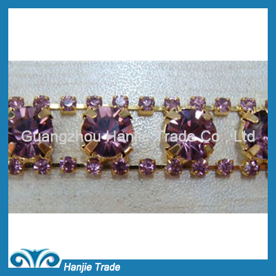 Popular Crystal Chain Trimming in Gold Plating