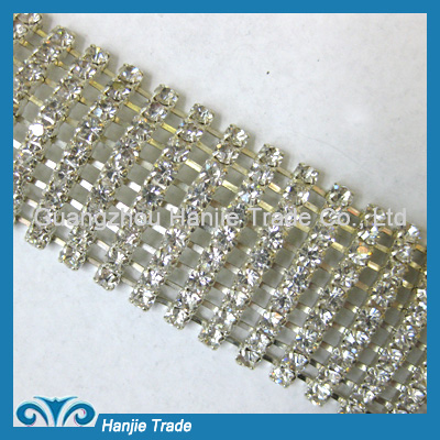 Wholesale Rhinestone Chain with Crystal Color Rhinestone in Silver Plating