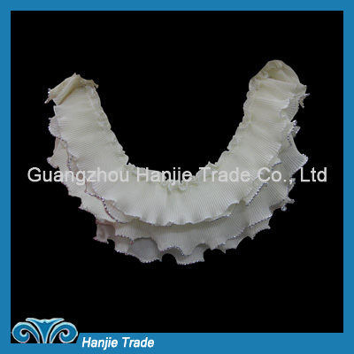 Fashion Piece Of Round Ruffled Beaded Applique White Color