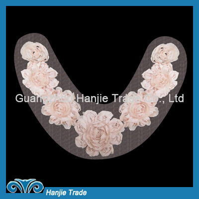 Pink Embroidery Flower Lace Trims Collar for garment