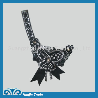 Black Sequin Embroidery Bow Beaded Collar Trims for Women Garments