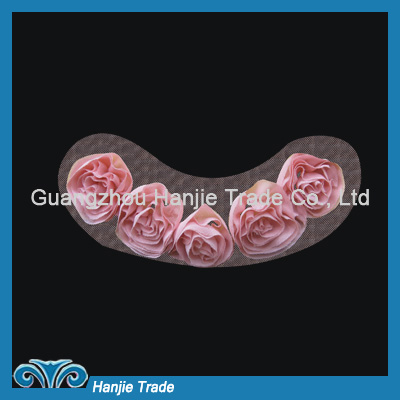 Newest Fashion Trendy Chiffon Rosette Flowers with Laced Fabric Collar