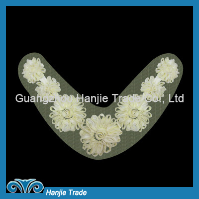 Yellow Embroidery Flower Lace Trims Collar for garment