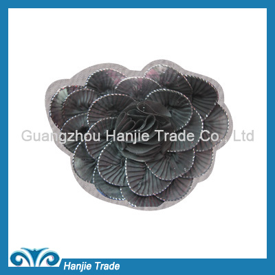 Elegant Black Chiffon Flower Applique for Garment