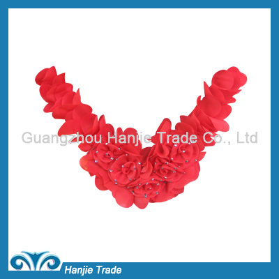 Red Embroidery Flower Lace Trims Collar for garment