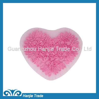 Elegant Pink Heart Chiffon Flower Applique for Garment