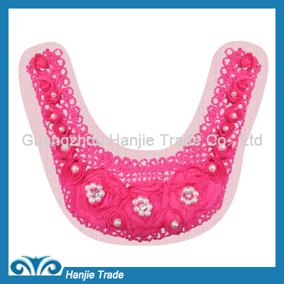 Hot Selling Pink Chiffon Tops Collar With Beads for Garment