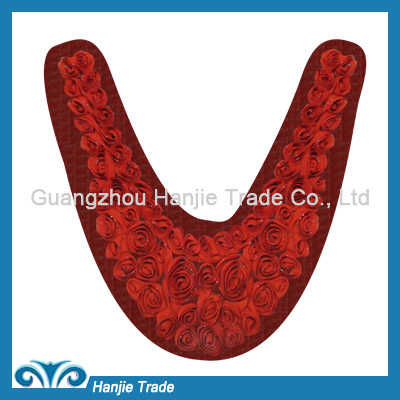 Red Embroidery Flower Lace Trims Collar for garment