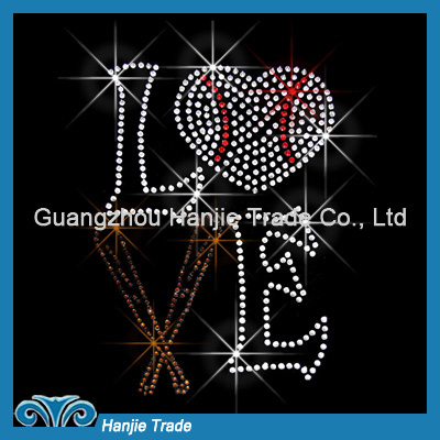 Wholesale Love Font Design Hot Fix Crystal Motif