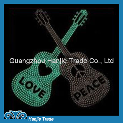 Bulk Gitar with Love Font Hot Fix Rhinestone Motif