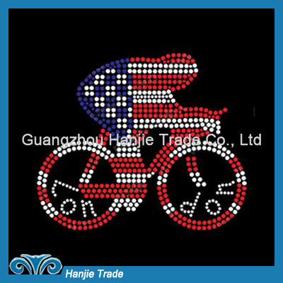 Wholesale Hotfix Crystal Motif in Bike Design for T-shirt