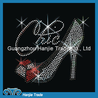 Wholesale High Heel Shoes with Font Hot Fix Crystal Motif