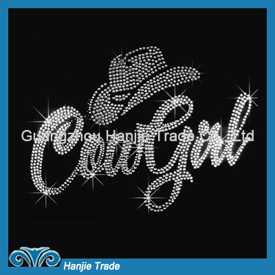 Wholesale Cowgirl Font and Hat Design Rhinestone Motif