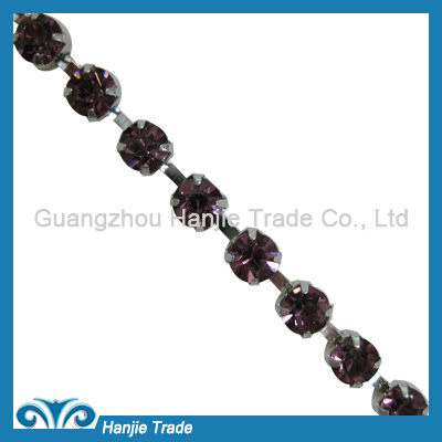 SS28 Silver Plating Light Amethyst Color Rhinestone Diamante Chain