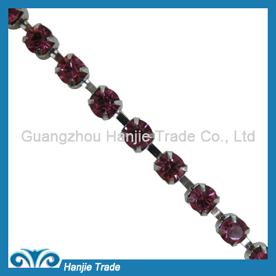 SS28 Silver Plating Rose Color Diamond Cup Chain