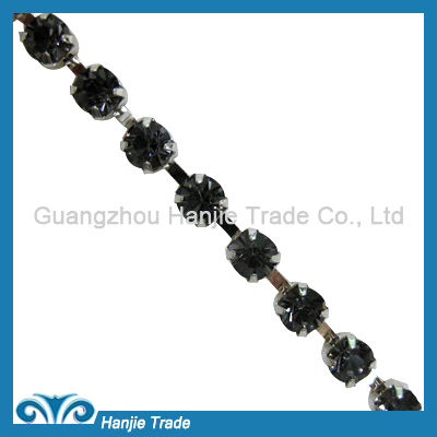 SS28 Silver Plating Black Diamond Color Crystal Cup Chain