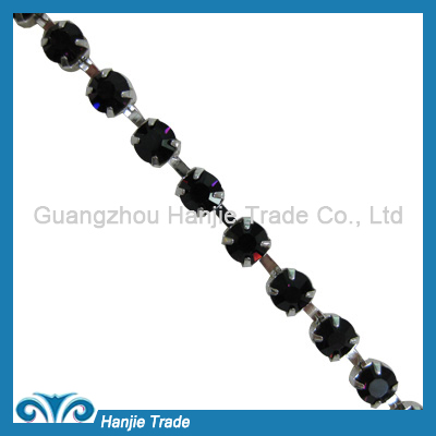 SS28 Silver Plating Amethyst Color Rhinestone Metal Chain