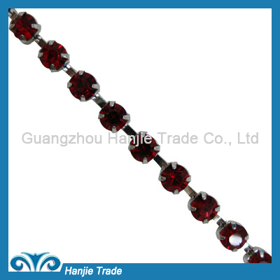 SS28 Silver Plating Ligth Siam Color Diamond Cup Chain