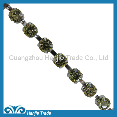 SS28 Silver Plating Jonquil Color Metallic Rhinestone Chain