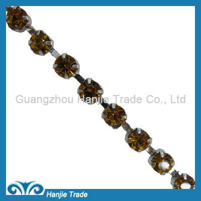 SS28 Silver Plating Topaz Color Diamante Rhinestone Chain