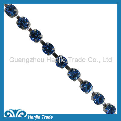 SS28 Silver Plating Ligth Sapphire Color Crystal Cup Chain