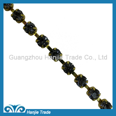 SS28 Gold Plating Black Diamond Color Crystal Cup Chain