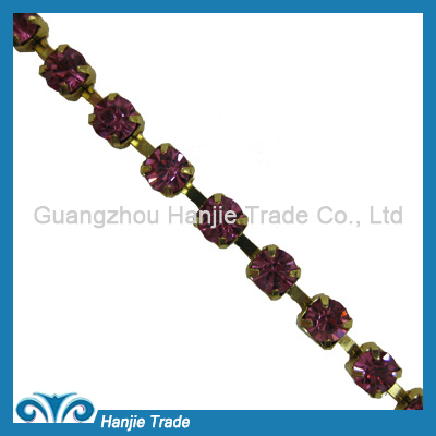 SS28 Gold Plating Rose Color Diamond Cup Chain