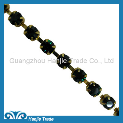 SS28 Gold Plating Emeraid Color Crystal Cup Chain