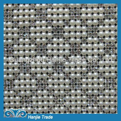 Handmade 24Rows Pearl Crystal Mesh in Wholesale