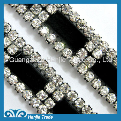 Wholesale Rhinestone Trimming with Black Velvet Ribbon