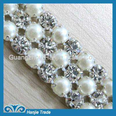 Wholesale Crystal and Ivory Pearl Rhinestone Banding