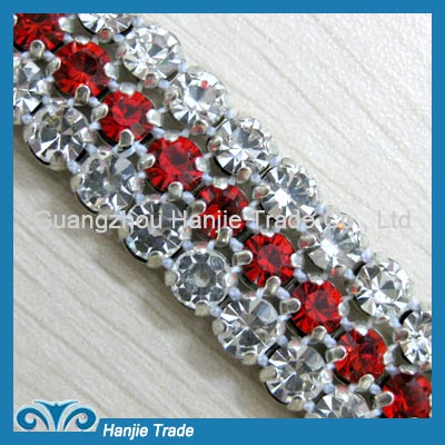 Wholesale Diamante Trimming with Crystal and Siam Color Rhinestone