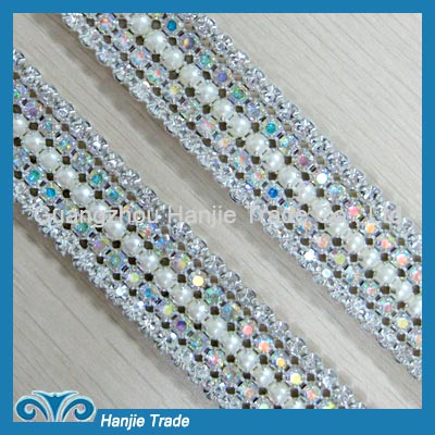 Wholesale Crystal and Ivory Pearl Rhinestone Banding