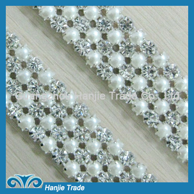 Wholesale Crystal and Ivory Pearl Rhinestone Banding