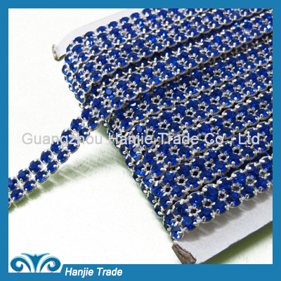Double Rows Sapphire Rhinestone Banding in Wholesale