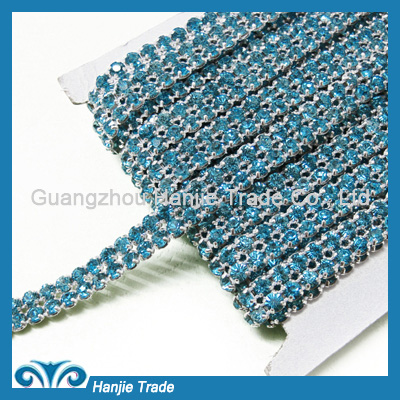 Double Rows Aquamarine Rhinestone Banding in Wholesale