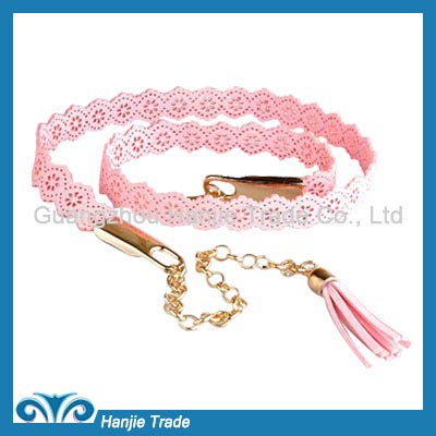 Hot Sale Fashion Pink Hollow Chain Belts for Girls in Wholesale