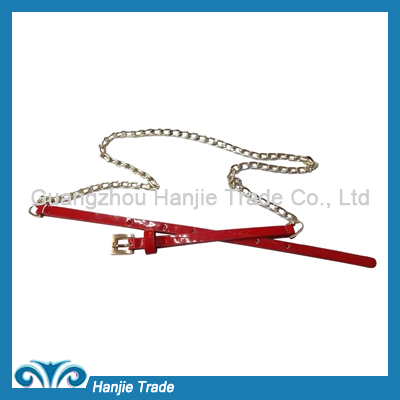 Hot Sale Fashion Slim Red Chain Belts for Ladies in Wholesale