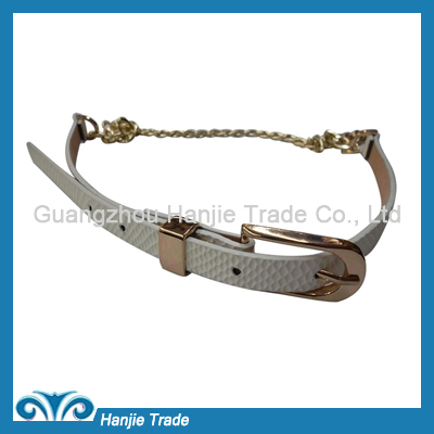 Hot Sale White Snake Leather Aluminum Chain Belts for Women