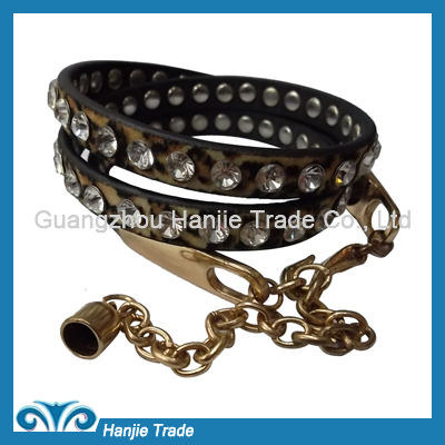 Wholesale Leopard Slim Rhinestone Chain Belts for Girls