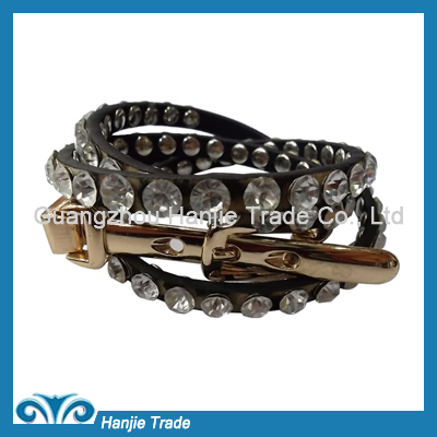 Wholesale Leopard Slim Rhinestone Chain Belts for Ladies